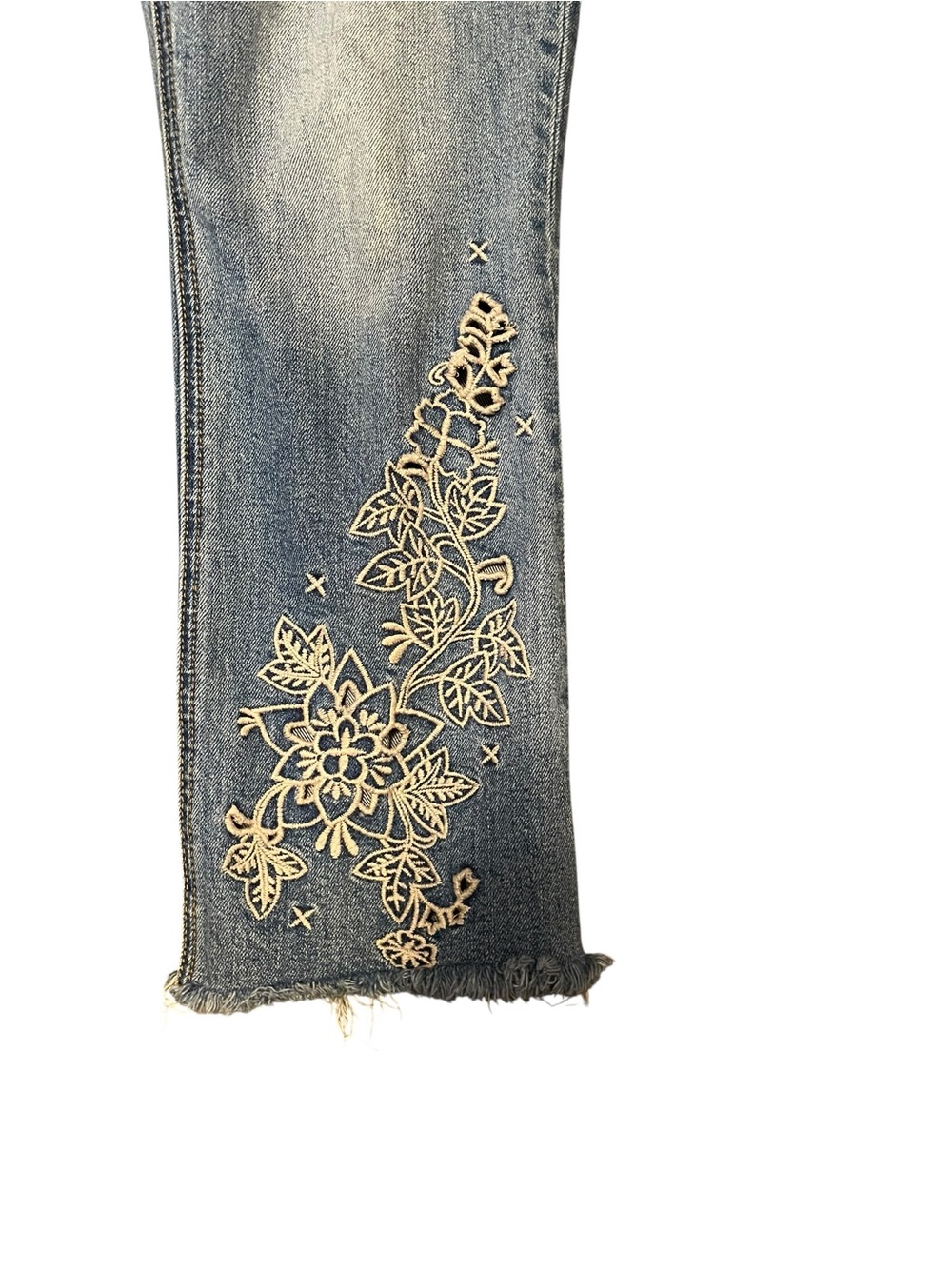 Johnny Was West Side Eyelet Baby Boot Jeans Embroidered Flare Jeans - Picture 3 of 10